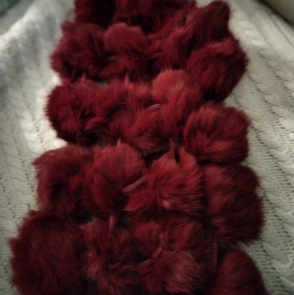 The rabbit fur maroon scarf